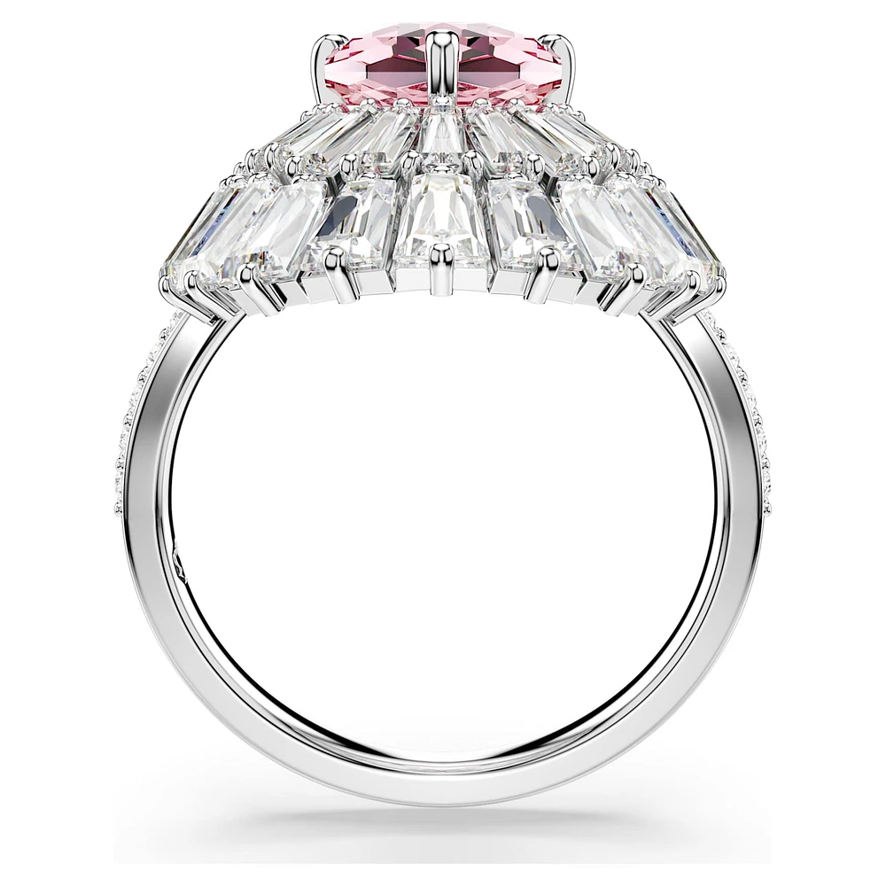 Idyllia cocktail ring, Mixed cuts, Shell, Pink, Rhodium plated by SWAROVSKI