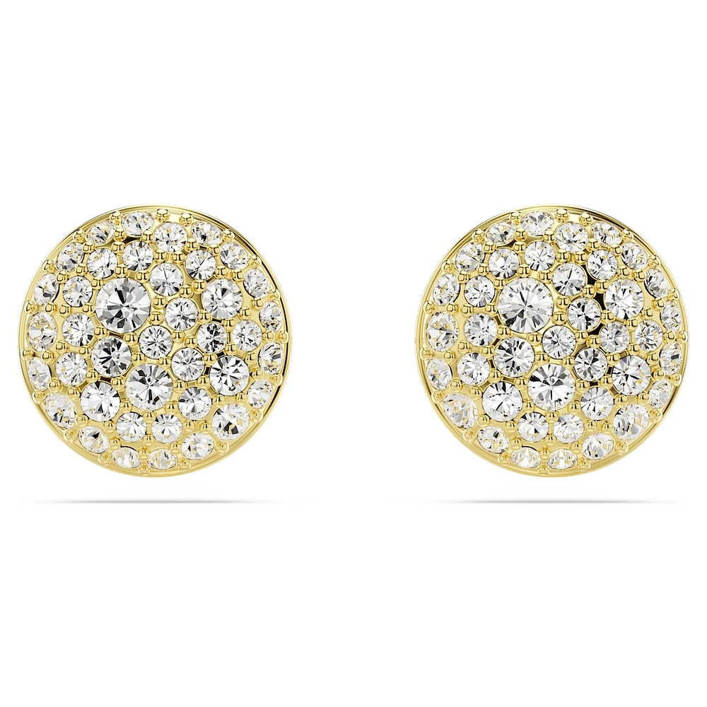 Meteora stud earrings, White, Gold-tone plated by SWAROVSKI
