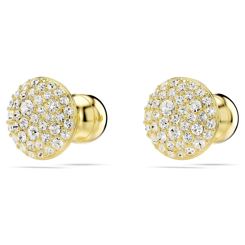 Meteora stud earrings, White, Gold-tone plated by SWAROVSKI
