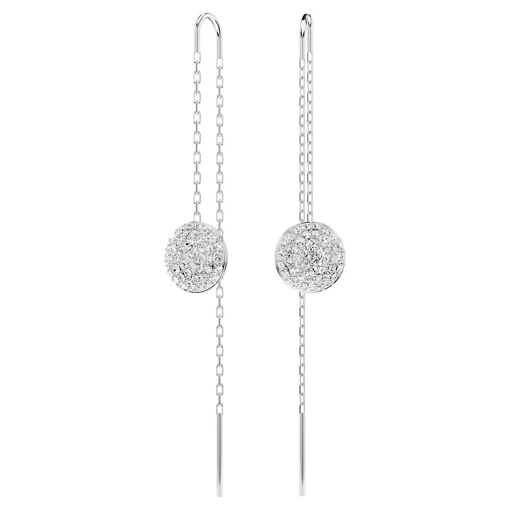 Meteora drop earrings, White, Rhodium plated by SWAROVSKI
