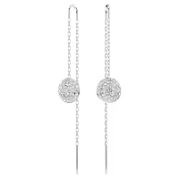 Meteora drop earrings, White, Rhodium plated by SWAROVSKI