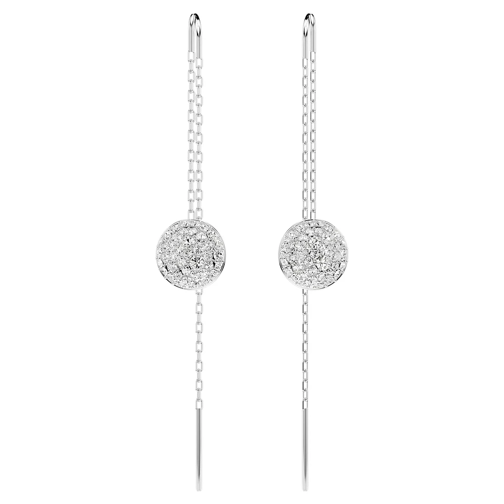 Meteora drop earrings, White, Rhodium plated by SWAROVSKI
