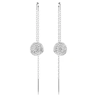 Meteora drop earrings, White, Rhodium plated by SWAROVSKI