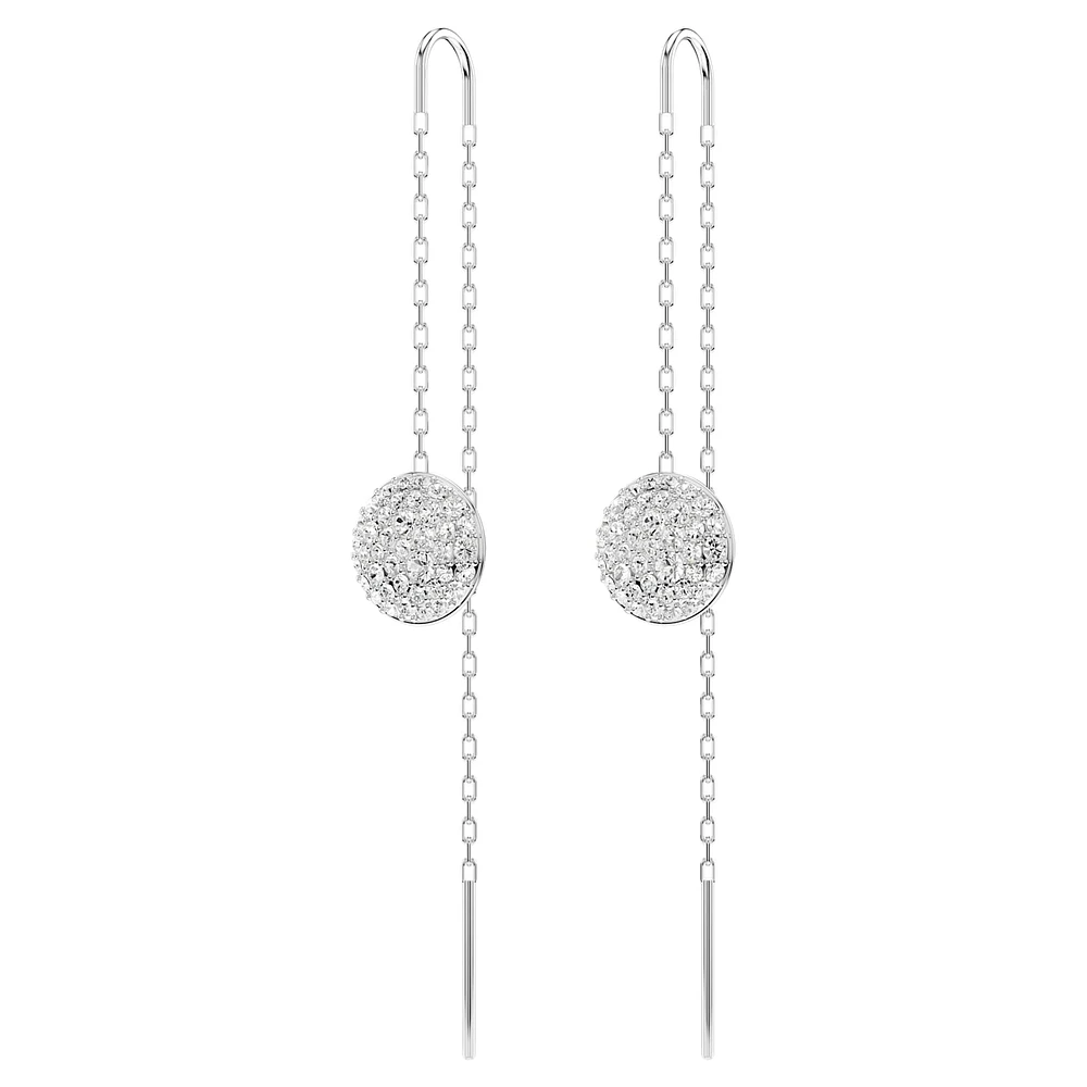 Meteora drop earrings, White, Rhodium plated by SWAROVSKI