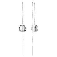 Meteora drop earrings, White, Rhodium plated by SWAROVSKI
