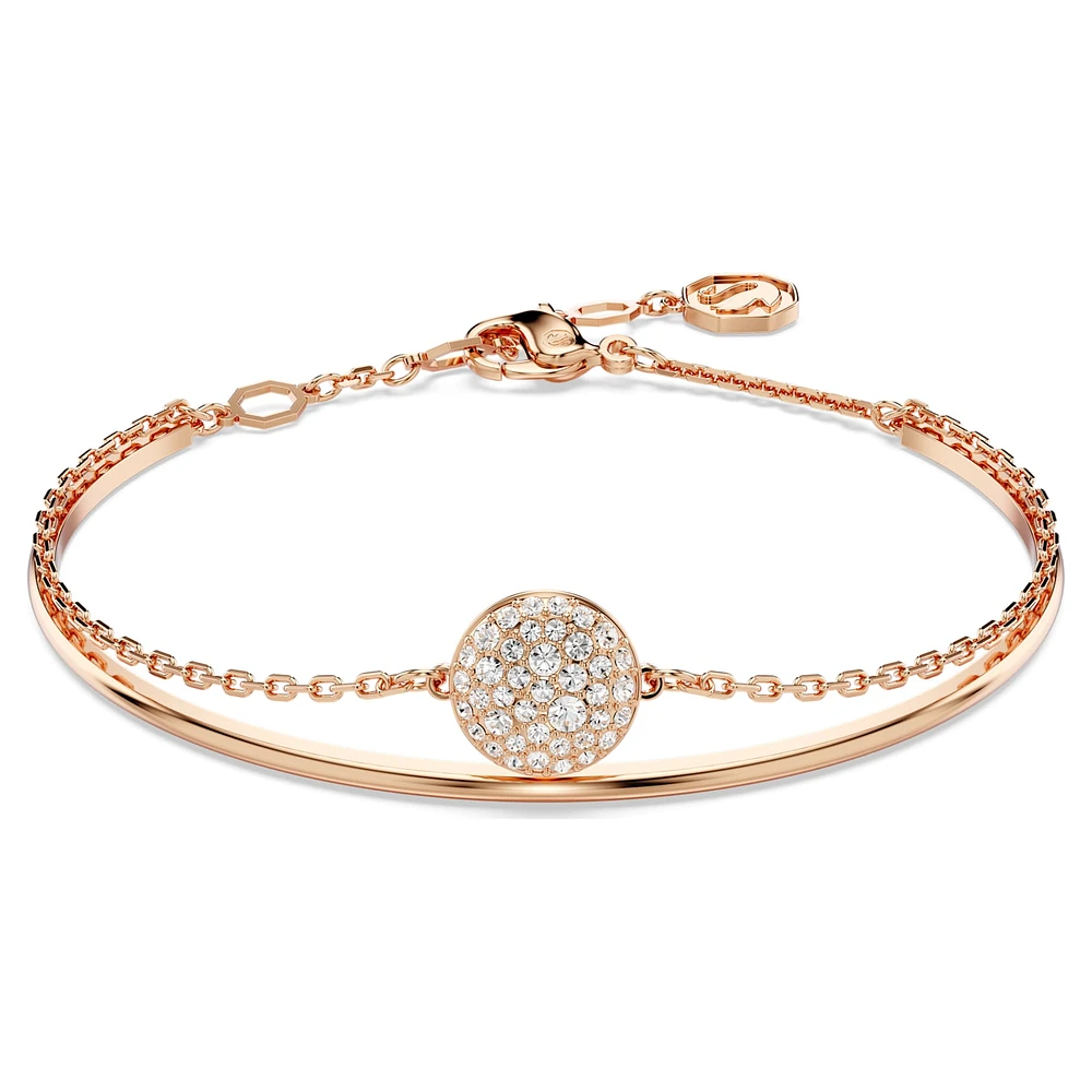 Meteora bangle, White, Rose gold-tone plated by SWAROVSKI
