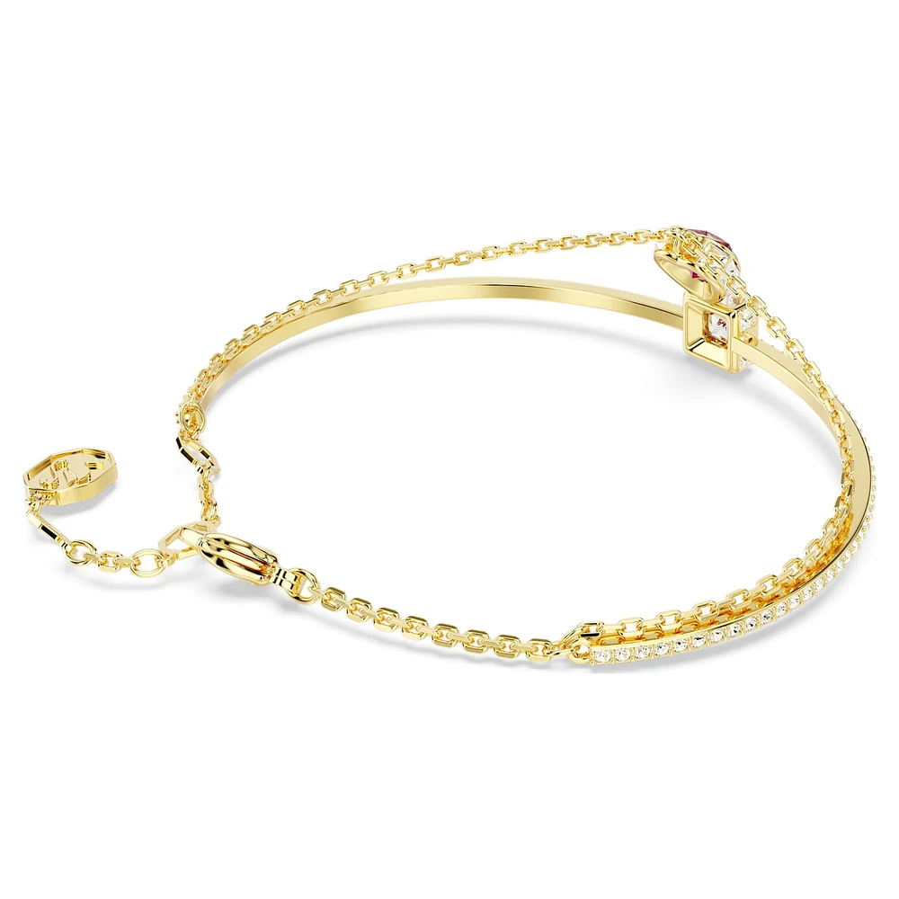 Chroma bangle, Heart, Red, Gold-tone plated by SWAROVSKI