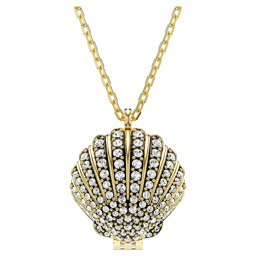 Idyllia pendant, Crystal pearl, Shell, White, Gold-tone plated by SWAROVSKI