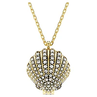 Idyllia pendant, Crystal pearl, Shell, White, Gold-tone plated by SWAROVSKI