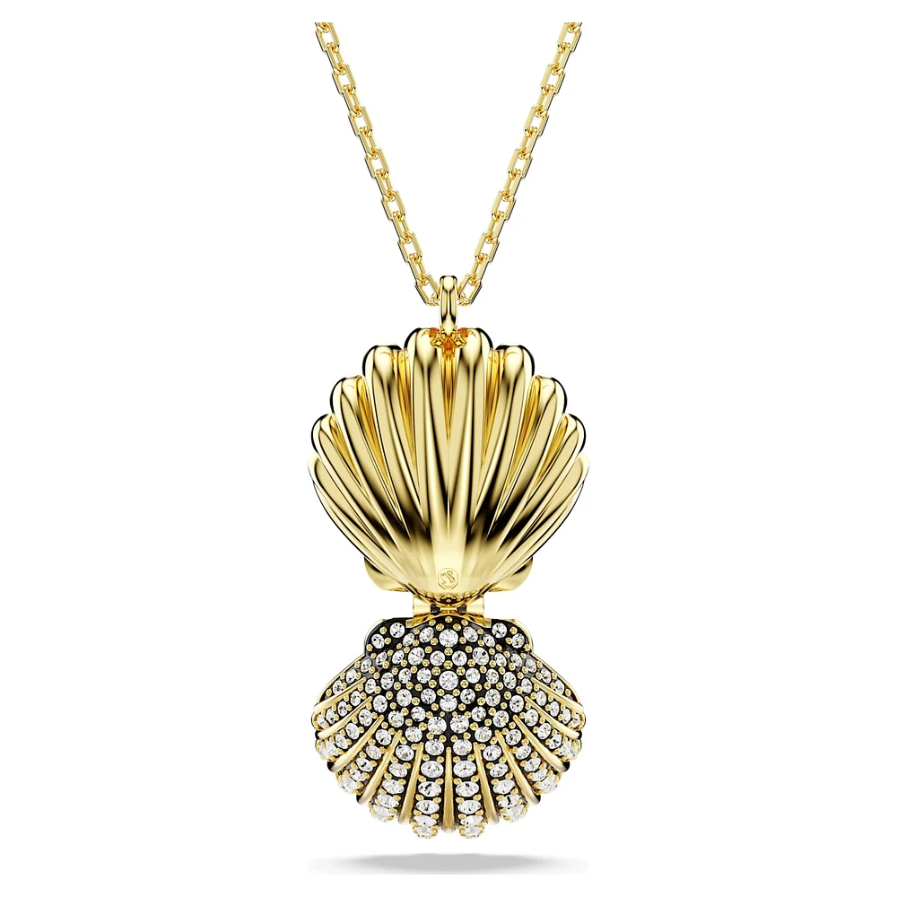 Idyllia pendant, Crystal pearl, Shell, White, Gold-tone plated by SWAROVSKI