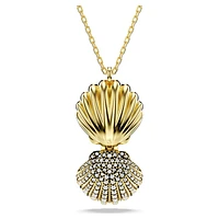 Idyllia pendant, Crystal pearl, Shell, White, Gold-tone plated by SWAROVSKI