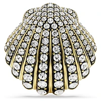 Idyllia brooch, Shell, White, Gold-tone plated by SWAROVSKI