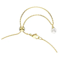 Idyllia Y pendant, Crystal pearl, Shell, White, Gold-tone plated by SWAROVSKI
