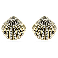 Idyllia stud earrings, Shell, White, Gold-tone plated by SWAROVSKI