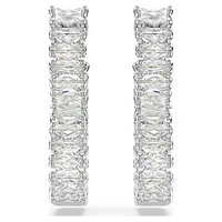 Hyperbola hoop earrings, Infinity, White, Rhodium plated by SWAROVSKI