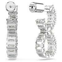Hyperbola hoop earrings, Infinity, White, Rhodium plated by SWAROVSKI
