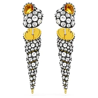 Idyllia drop earrings, Asymmetrical design, Round cut, Shell, White, Mixed metal finish by SWAROVSKI