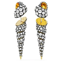 Idyllia drop earrings, Asymmetrical design, Round cut, Shell, White, Mixed metal finish by SWAROVSKI