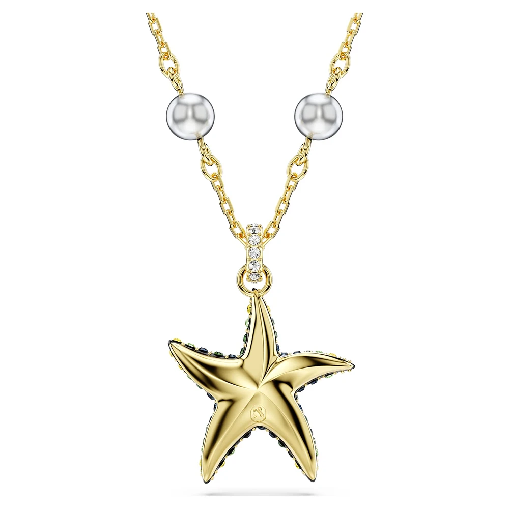 Idyllia pendant, Crystal pearls, Starfish, Multicoloured, Gold-tone plated by SWAROVSKI