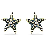 Idyllia stud earrings, Crystal pearl, Starfish, Small, Multicoloured, Gold-tone plated by SWAROVSKI