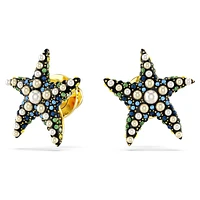 Idyllia stud earrings, Crystal pearl, Starfish, Small, Multicoloured, Gold-tone plated by SWAROVSKI