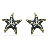 Idyllia stud earrings, Crystal pearl, Starfish, Larges, Multicoloured, Gold-tone plated by SWAROVSKI