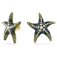 Idyllia stud earrings, Crystal pearl, Starfish, Larges, Multicoloured, Gold-tone plated by SWAROVSKI