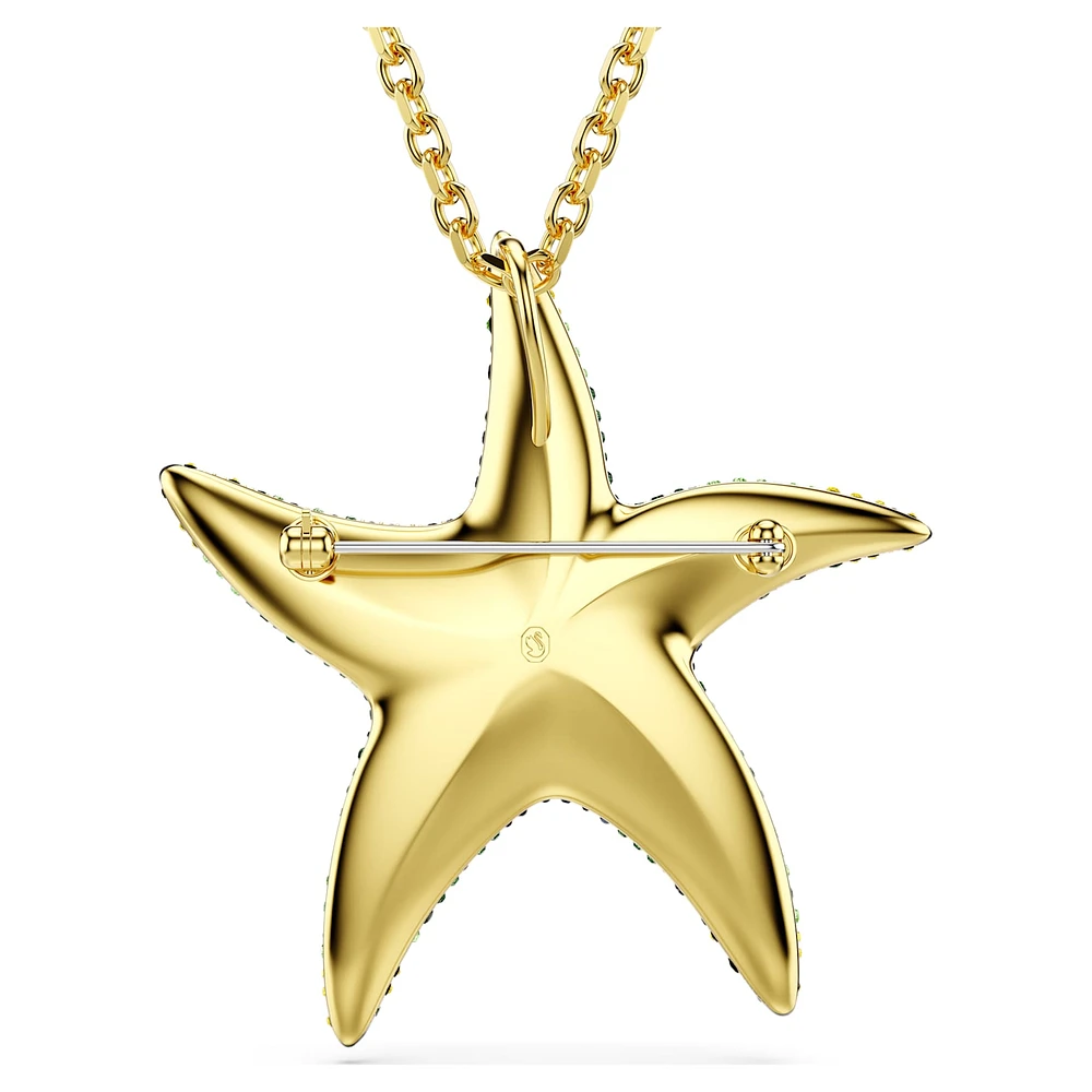 Idyllia pendant and brooch, Crystal pearls, Starfish, Multicoloured, Gold-tone plated by SWAROVSKI