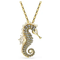 Idyllia pendant, Crystal pearls, Seahorse, Pink, Rose lacquered by SWAROVSKI