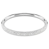 Meteora bangle, Snow pavé, White, Rhodium plated by SWAROVSKI