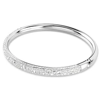 Meteora bangle, Snow pavé, White, Rhodium plated by SWAROVSKI