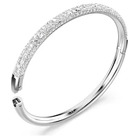 Meteora bangle, Snow pavé, White, Rhodium plated by SWAROVSKI
