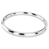 Meteora bangle, Snow pavé, White, Rhodium plated by SWAROVSKI