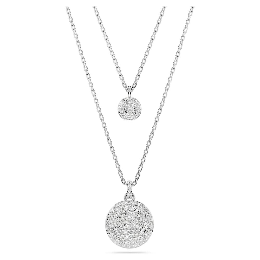 Meteora layered pendant, White, Rhodium plated by SWAROVSKI