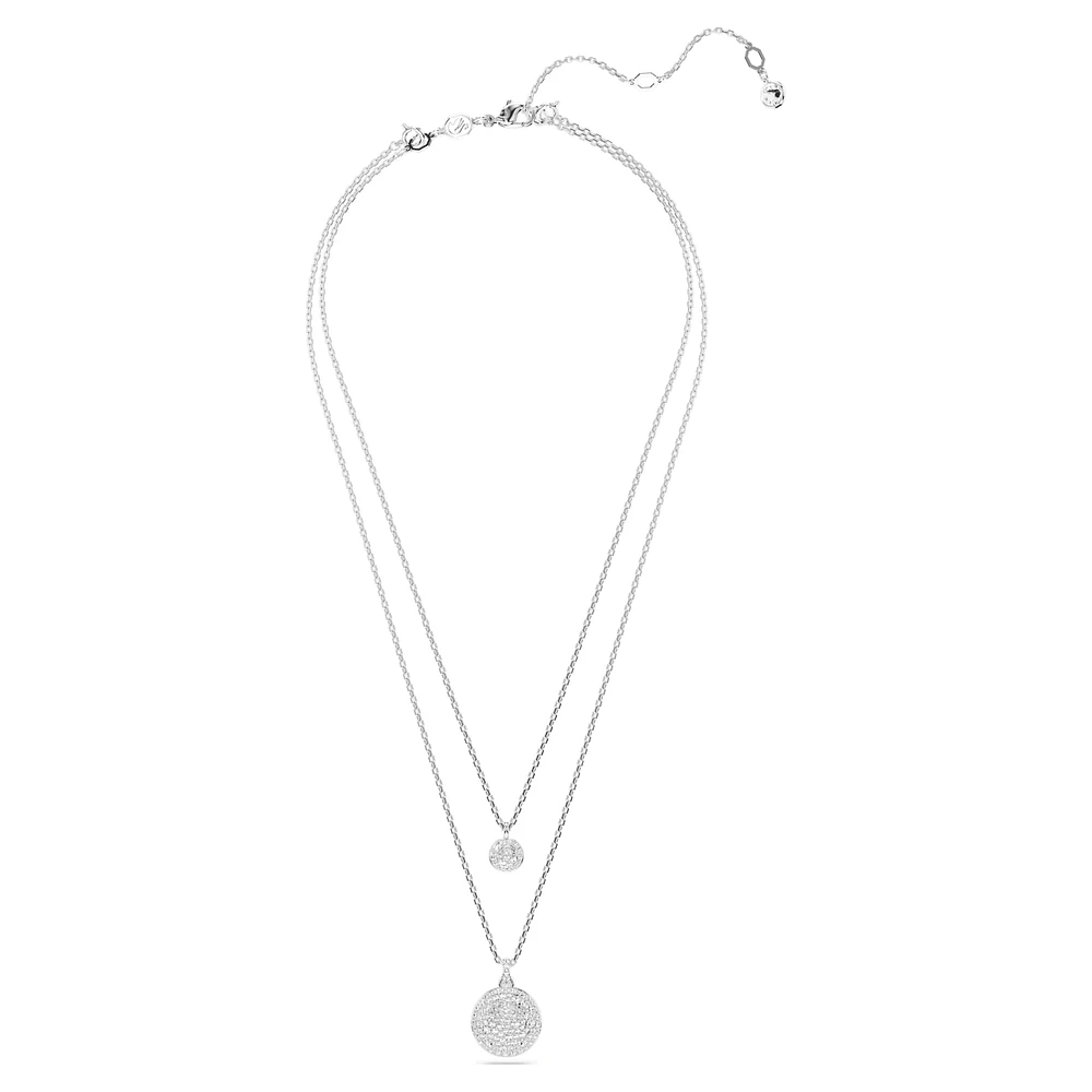 Meteora layered pendant, White, Rhodium plated by SWAROVSKI