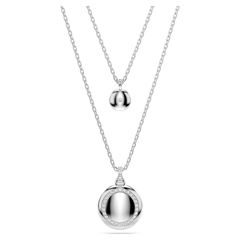 Meteora layered pendant, White, Rhodium plated by SWAROVSKI