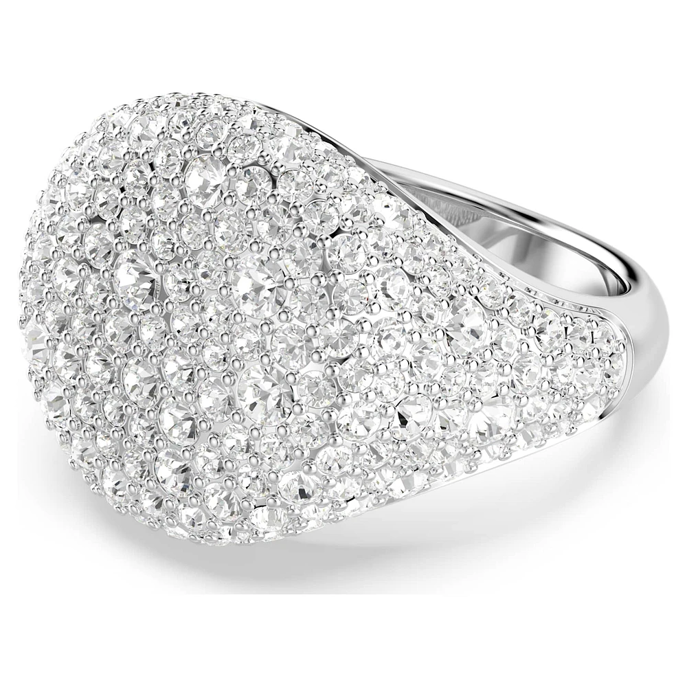 Meteora cocktail ring, White, Rhodium plated by SWAROVSKI