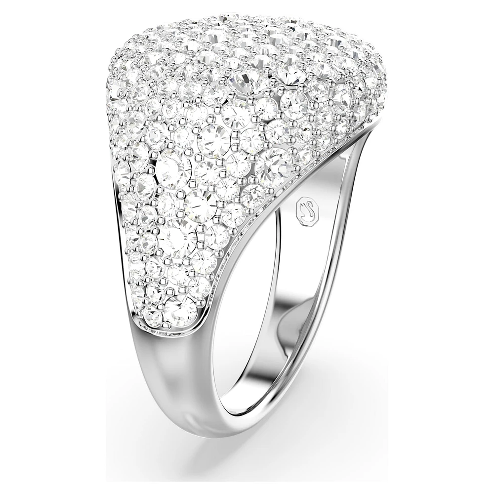 Meteora cocktail ring, White, Rhodium plated by SWAROVSKI