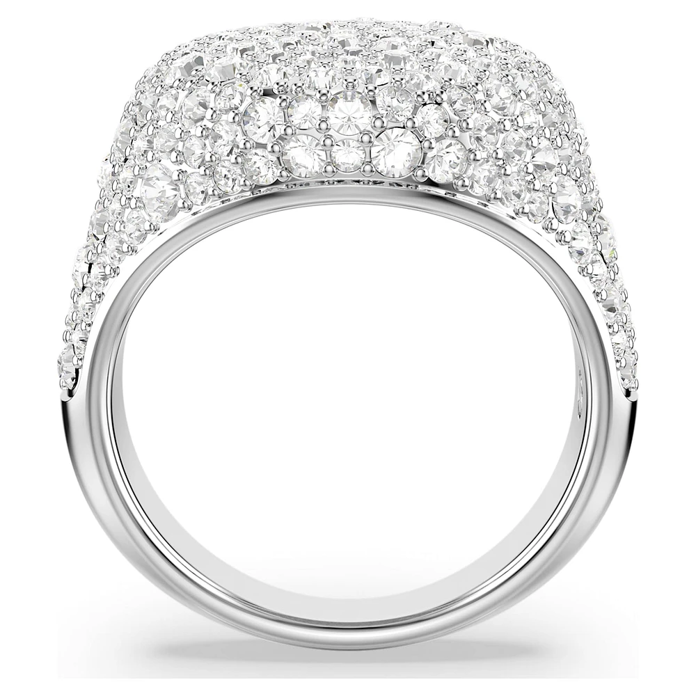Meteora cocktail ring, White, Rhodium plated by SWAROVSKI