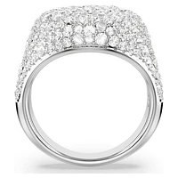 Meteora cocktail ring, White, Rhodium plated by SWAROVSKI