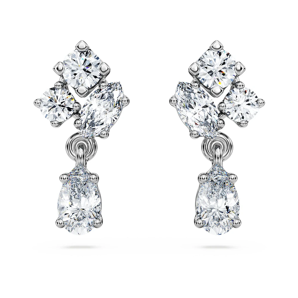 Galaxy drop earrings, Lab-grown diamonds 0.75 ct tw, Mixed shapes, 14K white gold by SWAROVSKI