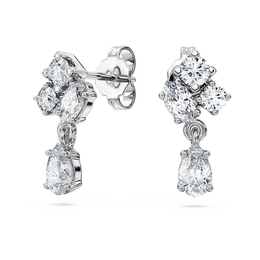 Galaxy drop earrings, Lab-grown diamonds 0.75 ct tw, Mixed shapes, 14K white gold by SWAROVSKI