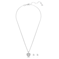 Idyllia set, Crystal pearl, Heart, White, Rhodium plated by SWAROVSKI