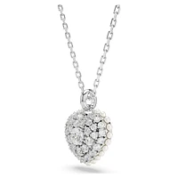 Idyllia set, Crystal pearl, Heart, White, Rhodium plated by SWAROVSKI