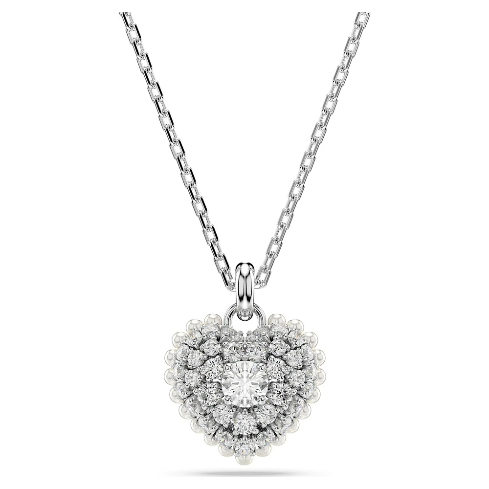 Hyperbola pendant, Heart, White, Rhodium plated by SWAROVSKI