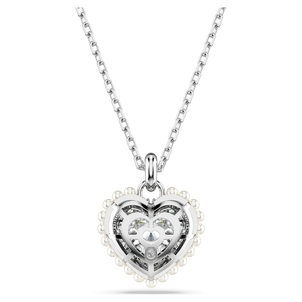 Hyperbola pendant, Heart, White, Rhodium plated by SWAROVSKI
