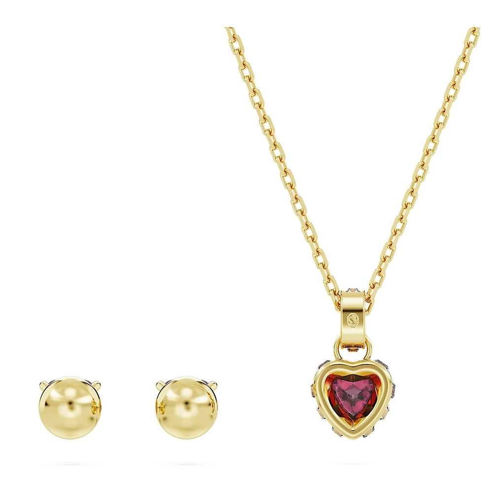 Chroma set, Heart, Red, Gold-tone plated by SWAROVSKI
