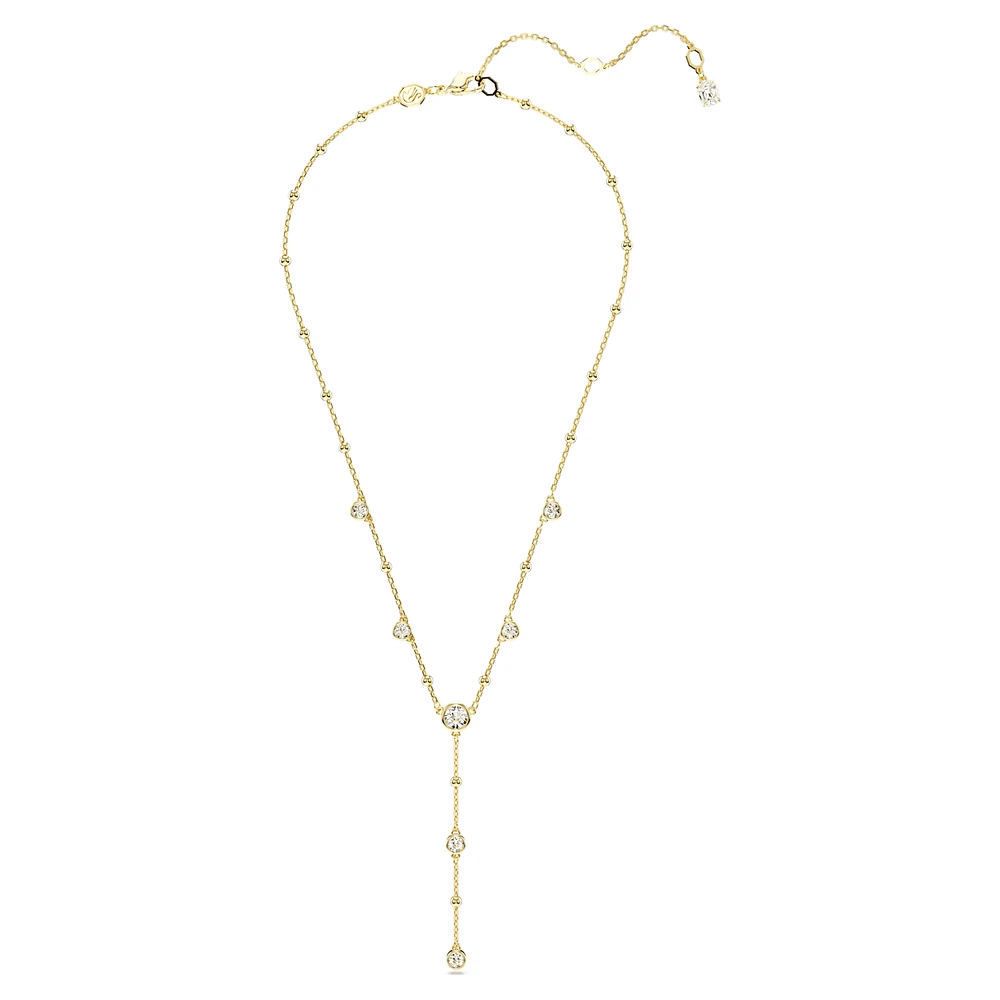 Imber Y necklace, Round cut, White, Gold-tone plated by SWAROVSKI