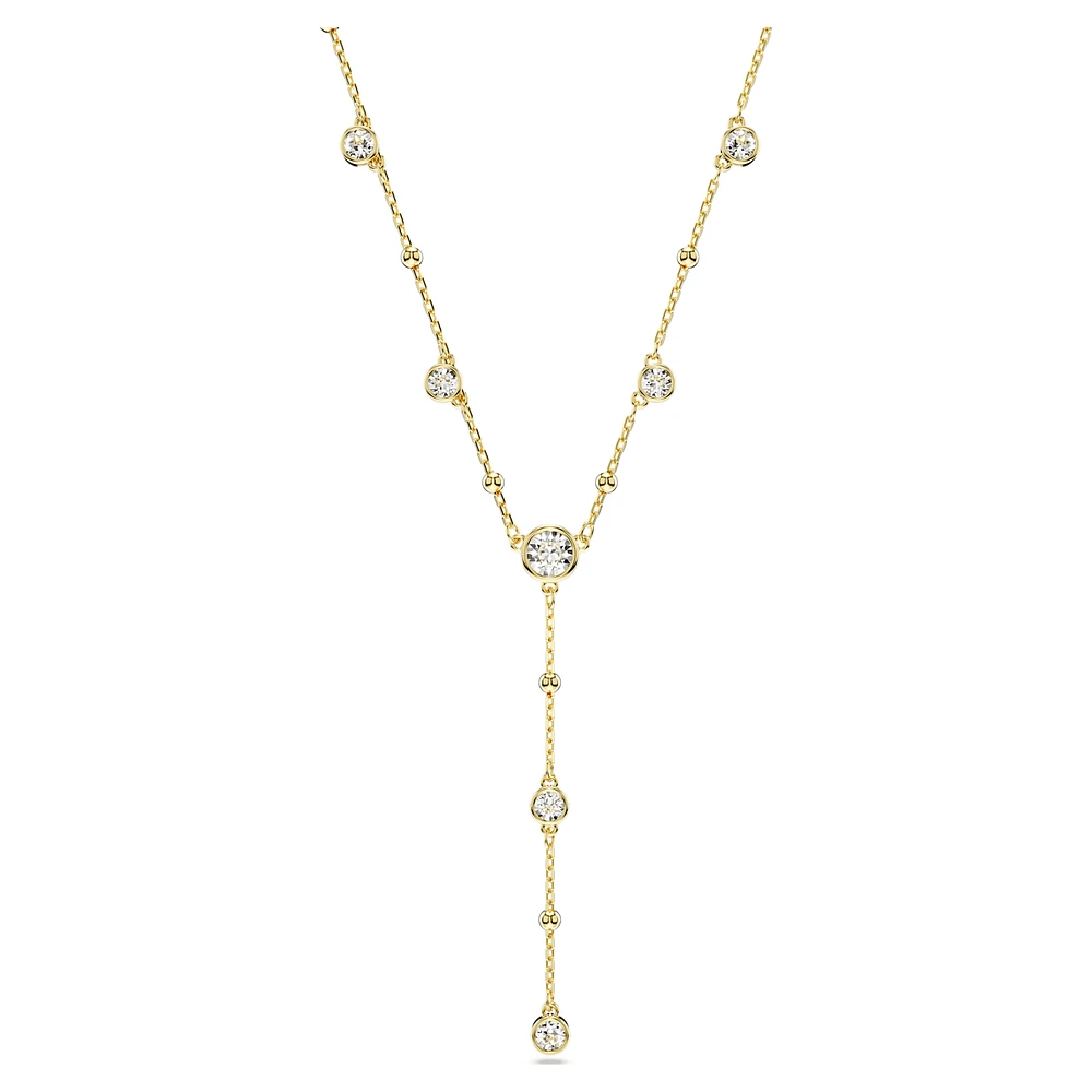 Imber Y necklace, Round cut, White, Gold-tone plated by SWAROVSKI