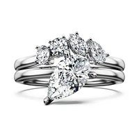 Galaxy ring, Set (2), Lab-grown diamonds 1.4 ct tw, Mixed shapes, 14K white gold by SWAROVSKI